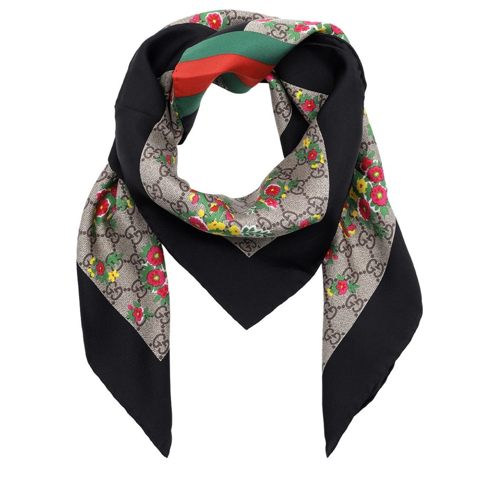 Gucci Floral and GG Silk Scarf